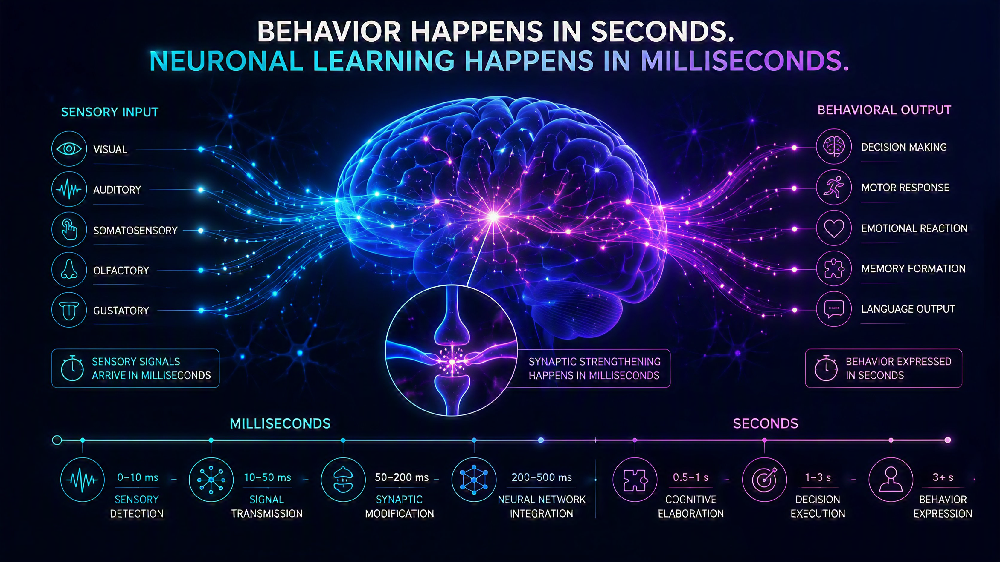 Behavior happens in seconds and neuronal learning happens in milliseconds