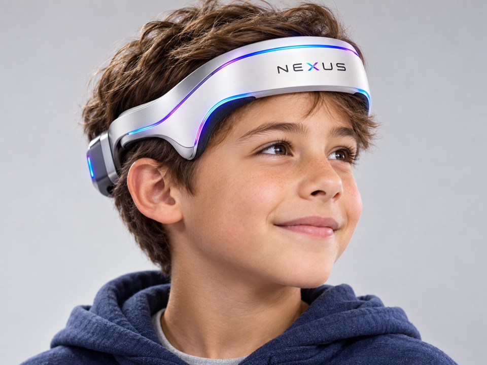 Young NEXUS user wearing the headset