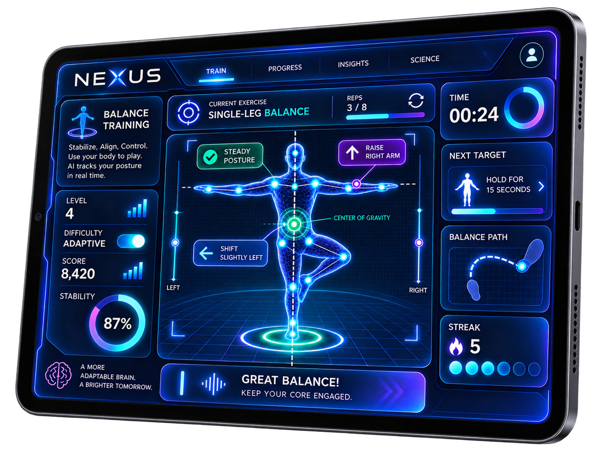 NEXUS balance training with real-time posture tracking